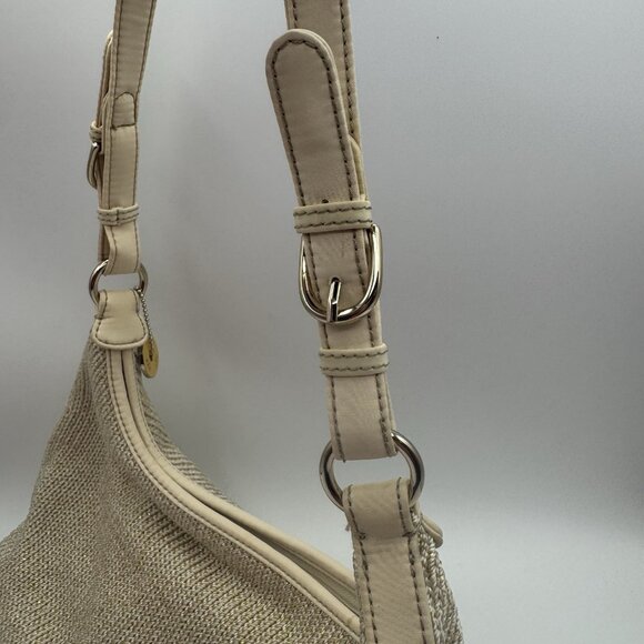 The Sak Hobo Beige Cream Woven Crochet Shoulder Hobo Bag Purse Metallic Gold - Picture 13 of 15